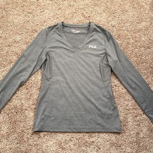 Grey Fila Long Sleeve Workout Shirt